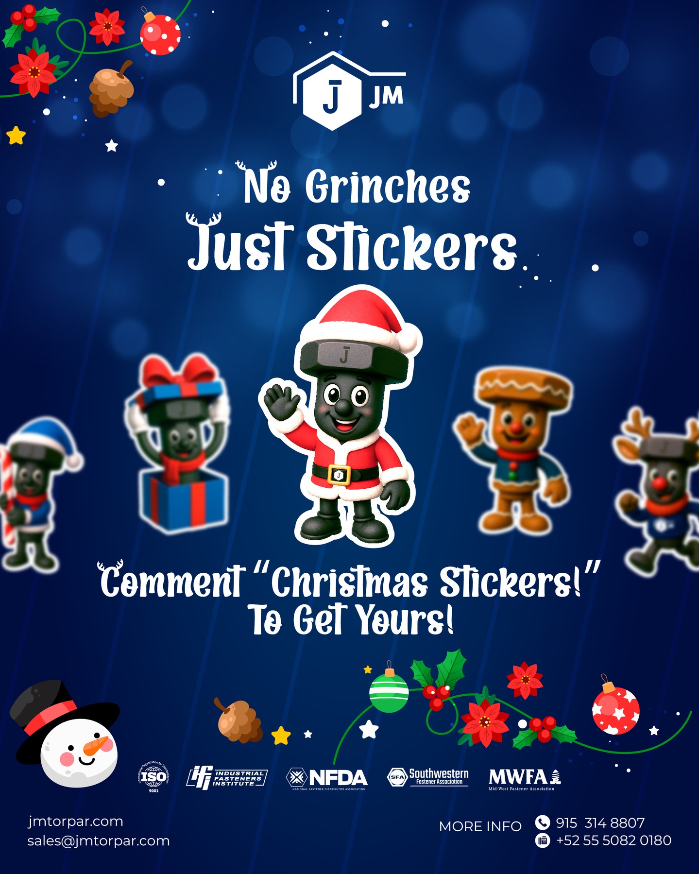 ✨🎄 No Grinches here, only Christmas cheer!
Our festive stickers are ready to add some holiday sparkle to your messages and celebrations.
Just comment “Christmas Stickers!” and we’ll send them your way! 🎅🎁
Let’s spread joy, color, and good vibes this season.

Happy Holidays from the JM family! ❄️✨

#ChristmasStickers #HolidaySpirit #JMtorpar #FestiveSeason #ChristmasVibes #HolidayFun #StickersForEveryone #SeasonOfJoy #MerryChristmas #SpreadCheer #JM