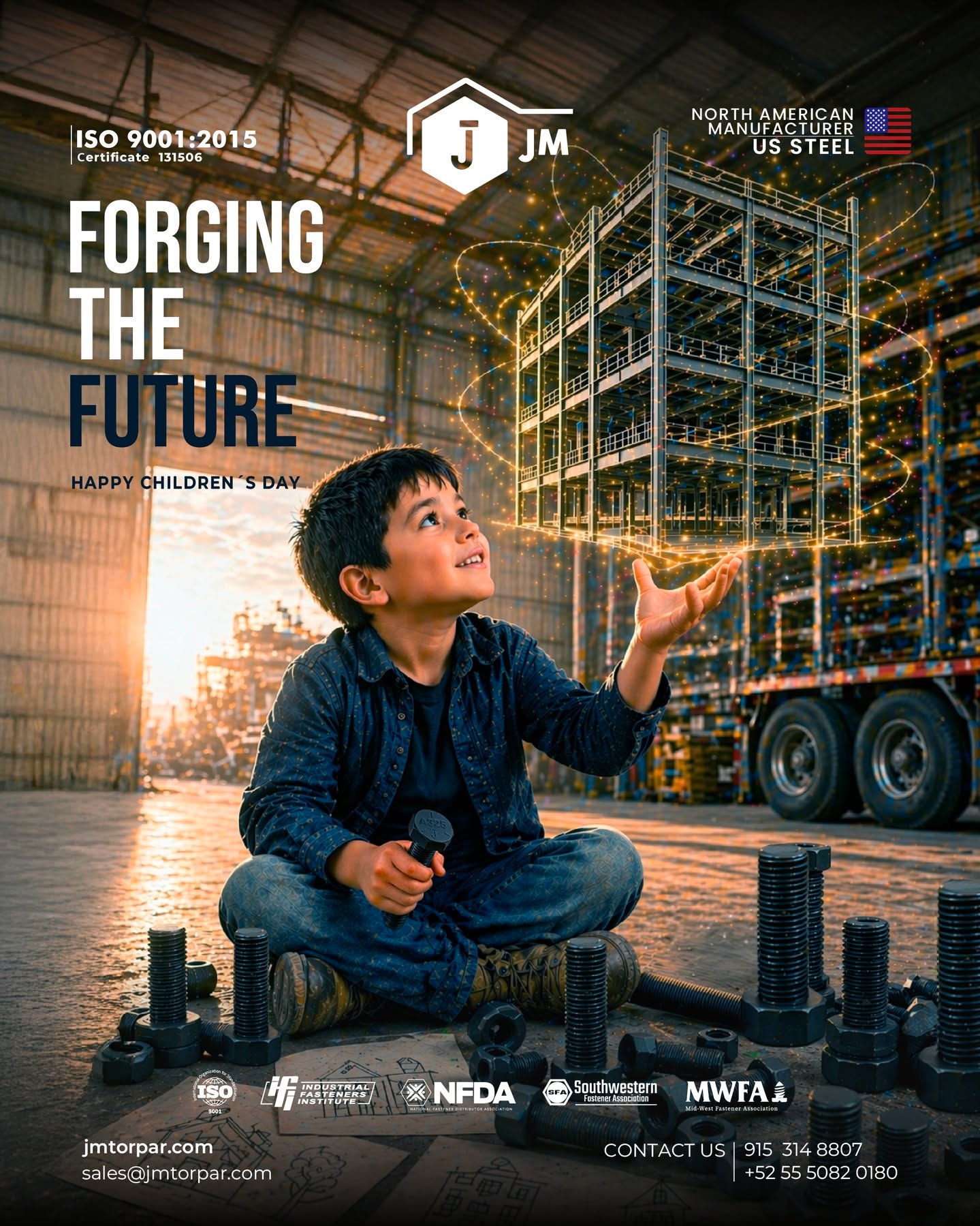 Forging tomorrow starts with imagination today. 🔧✨
This Children’s Day, we celebrate the curiosity, creativity, and dreams that shape the future of our industry. Every idea, no matter how small, has the power to build something extraordinary.
At JM, we believe the future is in good hands.

#ForgingTheFuture #ChildrensDay #Innovation #Manufacturing #SteelIndustry #FutureBuilders #Engineering #IndustrialExcellence #NextGeneration #MadeInUSA #Creativity #DreamBig
