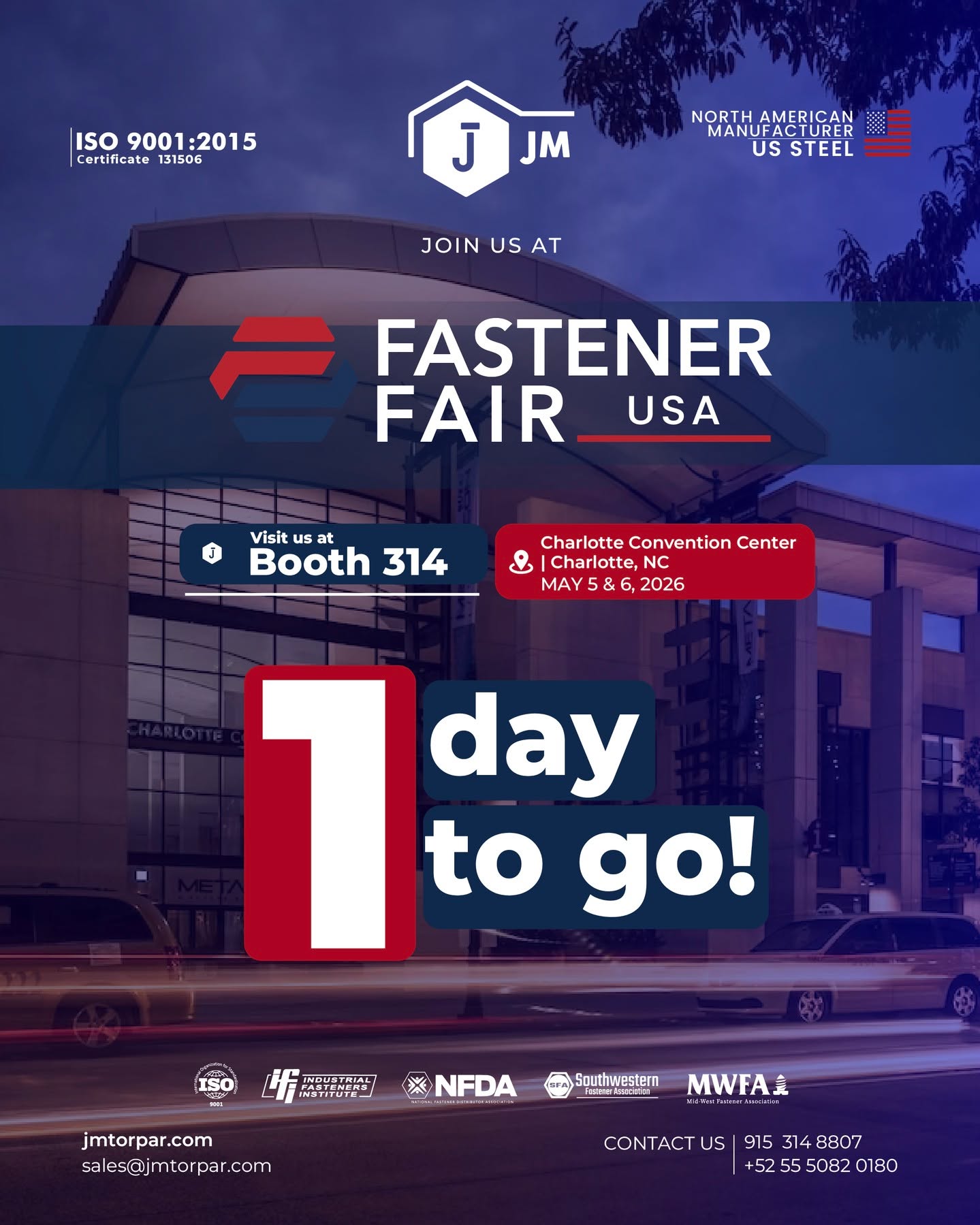 Get ready, just 1 day to go until  @fastenerfairusa ! 🔩🇺🇸
We’re excited to connect, share innovations, and showcase what we’ve been working on. Stop by Booth 314 and let’s talk solutions.
See you in Charlotte!

#FastenerFairUSA #Manufacturing #IndustrialSolutions #USSteel #Engineering #TradeShow #Innovation #Fasteners #CharlotteNC #B2B