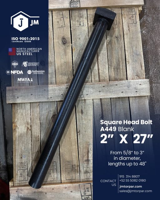 Power, precision, and reliability.
Our A449 Square Head Bolt, Blank 2β x 27β is engineered for heavy-duty applications where performance matters. Manufactured with high-quality US steel and backed by ISO 9001:2015 certification, we deliver strength you can trust.
β Diameters from 5/8β to 3β
β Lengths up to 48β
β Custom manufacturing available
β North American steel
Built for structural, industrial, and demanding environments.
Contact us today for your next project.
π© Contact us today!
π jmtorpar.com
π§ sales@jmtorpar.com
#A449 #SquareHeadBolt #IndustrialFasteners #HeavyDuty #StructuralSteel #ManufacturingExcellence #ISO9001 #NorthAmericanSteel #CustomManufacturing #IndustrialSupply #ConstructionIndustry #MadeInUSA