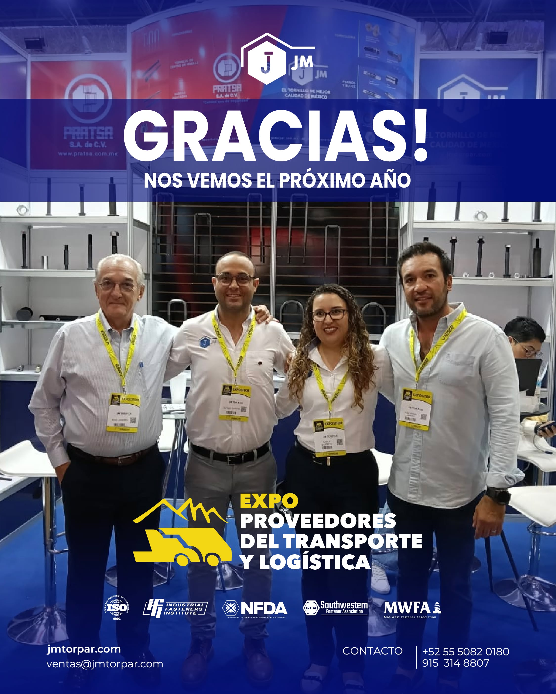 Concluimos una excelente participación en la @expoproveedoresmty. 
Agradecemos a cada persona que visitó nuestro stand y conoció nuestras soluciones en tornillería y sujeción industrial.
Seguimos comprometidos con ofrecer calidad, servicio y atención especializada para la industria del transporte. 

¡Gracias por ser parte de esta experiencia!

#JM #ExpoProveedores #Transporte #Logística #IndustriaMexicana