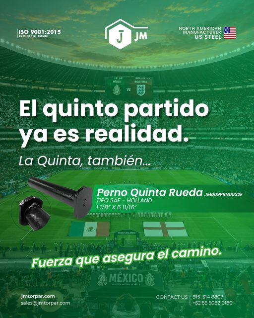 🏆 El quinto partido ya es una realidad.
Así como en la cancha cada detalle cuenta para asegurar el camino, en el transporte la confianza comienza con componentes de calidad.
Nuestro Perno Quinta Rueda Tipo SAF – Holland está diseñado para ofrecer resistencia, seguridad y un desempeño confiable en cada recorrido.
Porque la verdadera fuerza está en las piezas que mantienen tu operación en movimiento.
#QuintoPartido #QuintaRueda #PernoQuintaRueda #TransportePesado #Autotransporte #Refacciones #Tractocamión #Logística #SeguridadVial #IndustriaDelTransporte #JMTorPar #HechoEnNorteamérica #USSteel #CalidadIndustrial