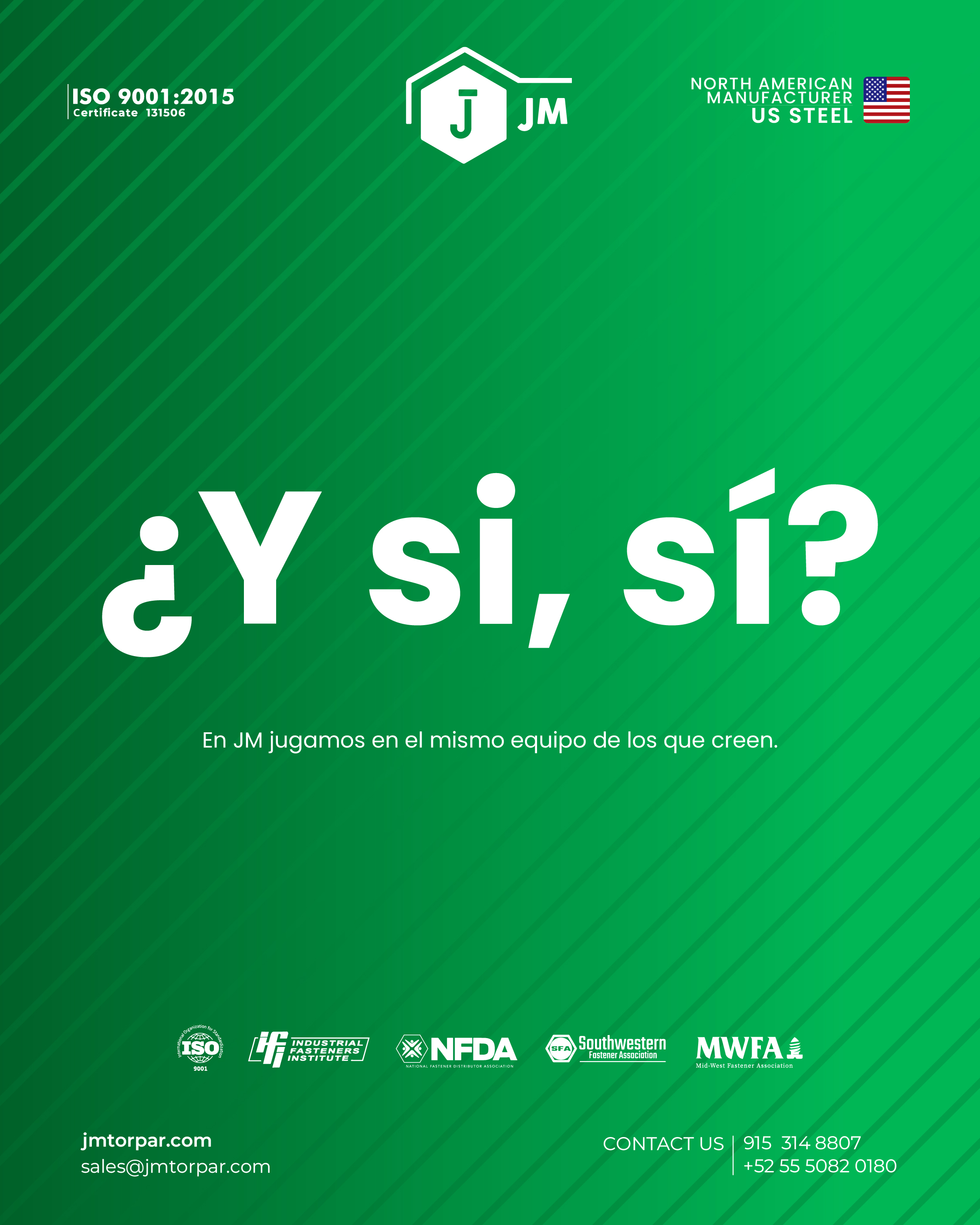 Creer mueve equipos.
El esfuerzo cambia historias.
Hoy, como millones de mexicanos, en JM también creemos.
¡Vamos, México!
#YSiSí #VamosMéxico #SelecciónMexicana #OrgulloMexicano #TrabajoEnEquipo #Creer #JM #JMTorPar #HechoParaGanar