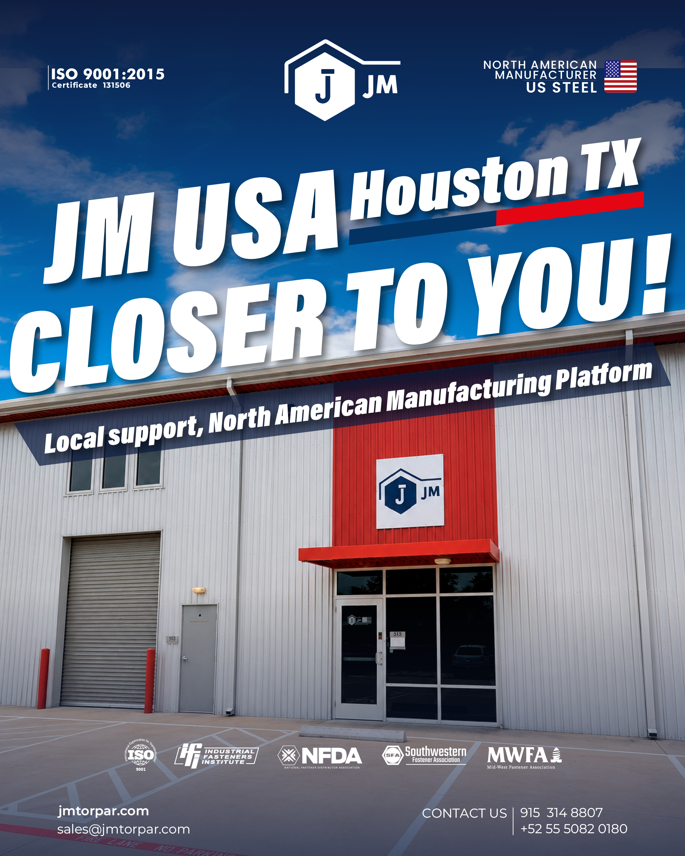 Closer to our customers. Stronger together.
JM USA in Houston, TX provides local support backed by a strong North American manufacturing platform.
Delivering reliability, expertise, and solutions where our customers need them most.
#Manufacturing #MadeInNorthAmerica #Houston #Industry