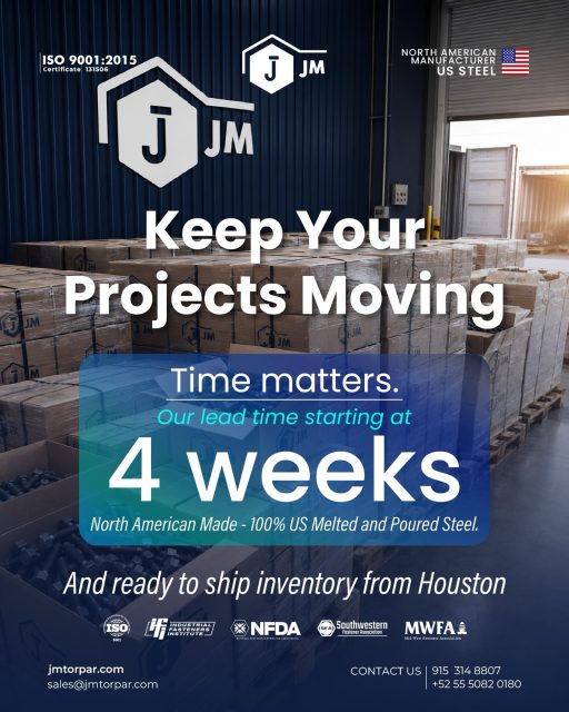 Keep your projects moving.
Lead times starting at 4 weeks and ready-to-ship inventory in Houston. 🇺🇸🔩
Quality steel. Reliable supply. When time matters, count on JM Tor Par.

#JMTorPar #IndustrialFasteners #USSteel #MadeInUSA #Fasteners