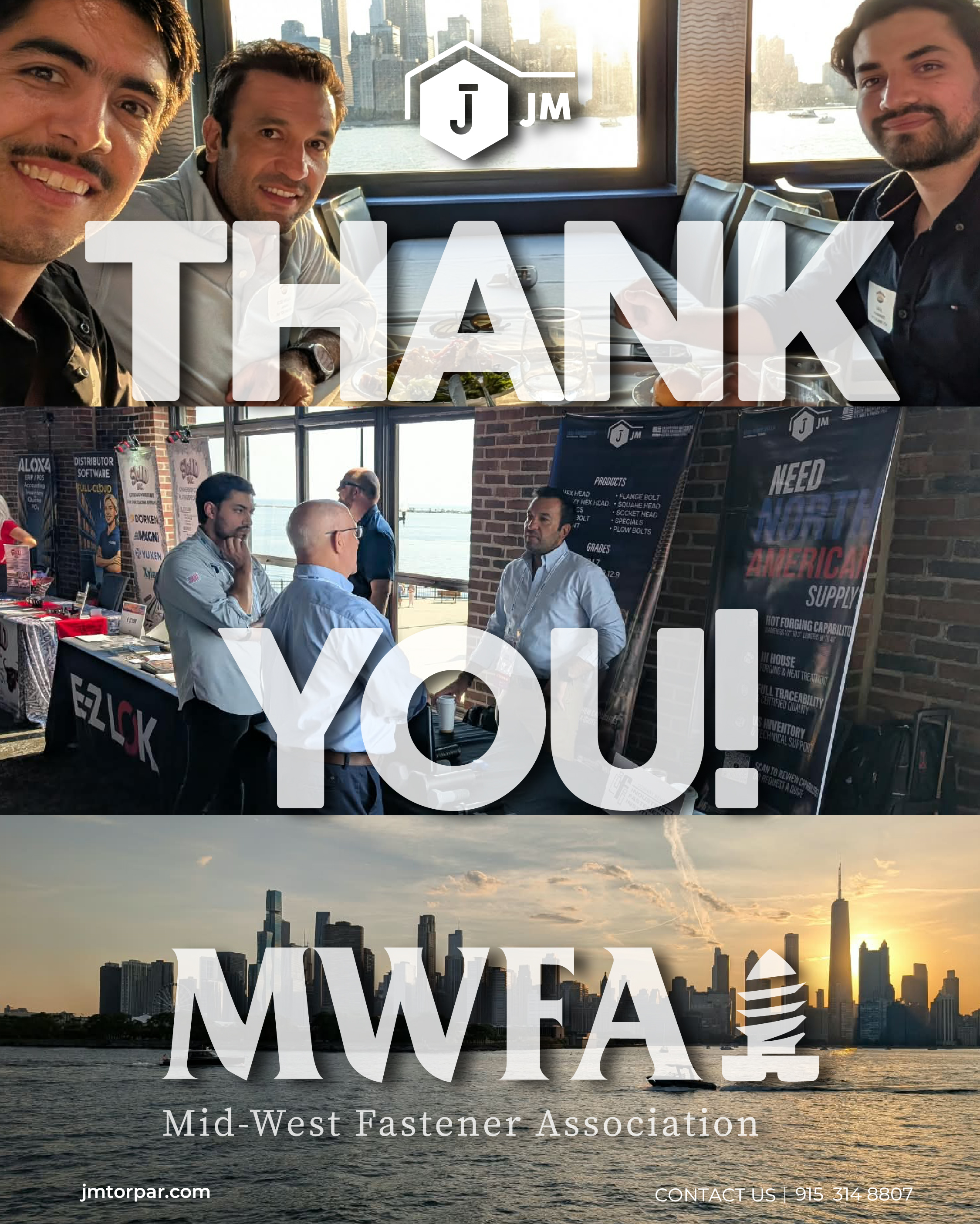 Thank you, MWFA, for a great event and the opportunity to connect with industry professionals. Weโre proud to be part of a community that keeps the fastener industry moving forward!
#MWFA #FastenerIndustry #JMTorPar #Fasteners #Networking #MadeInUSA