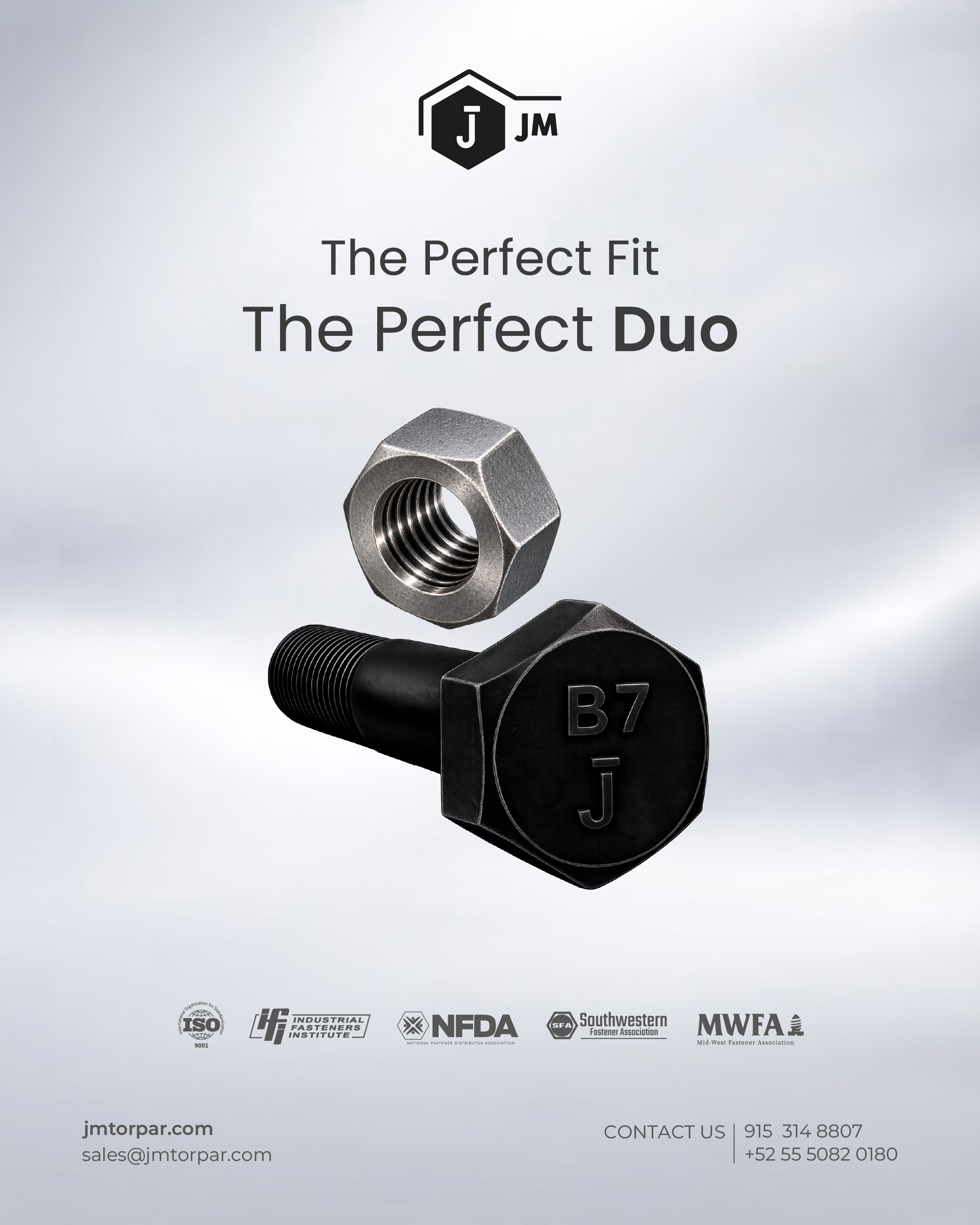The perfect Duo is the one that fits, holds strong, and works as one.
#JMTorPar #ThePerfectDuo #DynamicDuo #IndustrialFasteners #Duo
