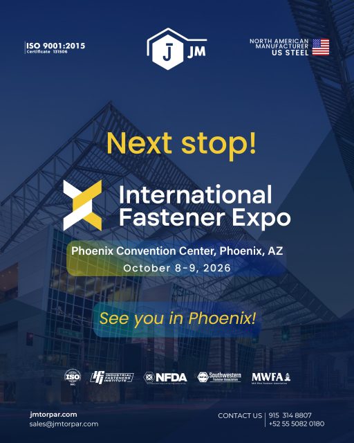 We’re heading to Phoenix! 🔩🔥
Join JM Tor Par at the @intfastenerexpo 2026 and discover our hot-forged fastening solutions.
📍 Phoenix, AZ | October 8–9, 2026
See you there!
#JMTorPar #IFE2026 #InternationalFastenerExpo #HotForging #IndustrialFasteners #SpecialFasteners #FastenerIndustry #MadeForIndustry #Phoenix2026