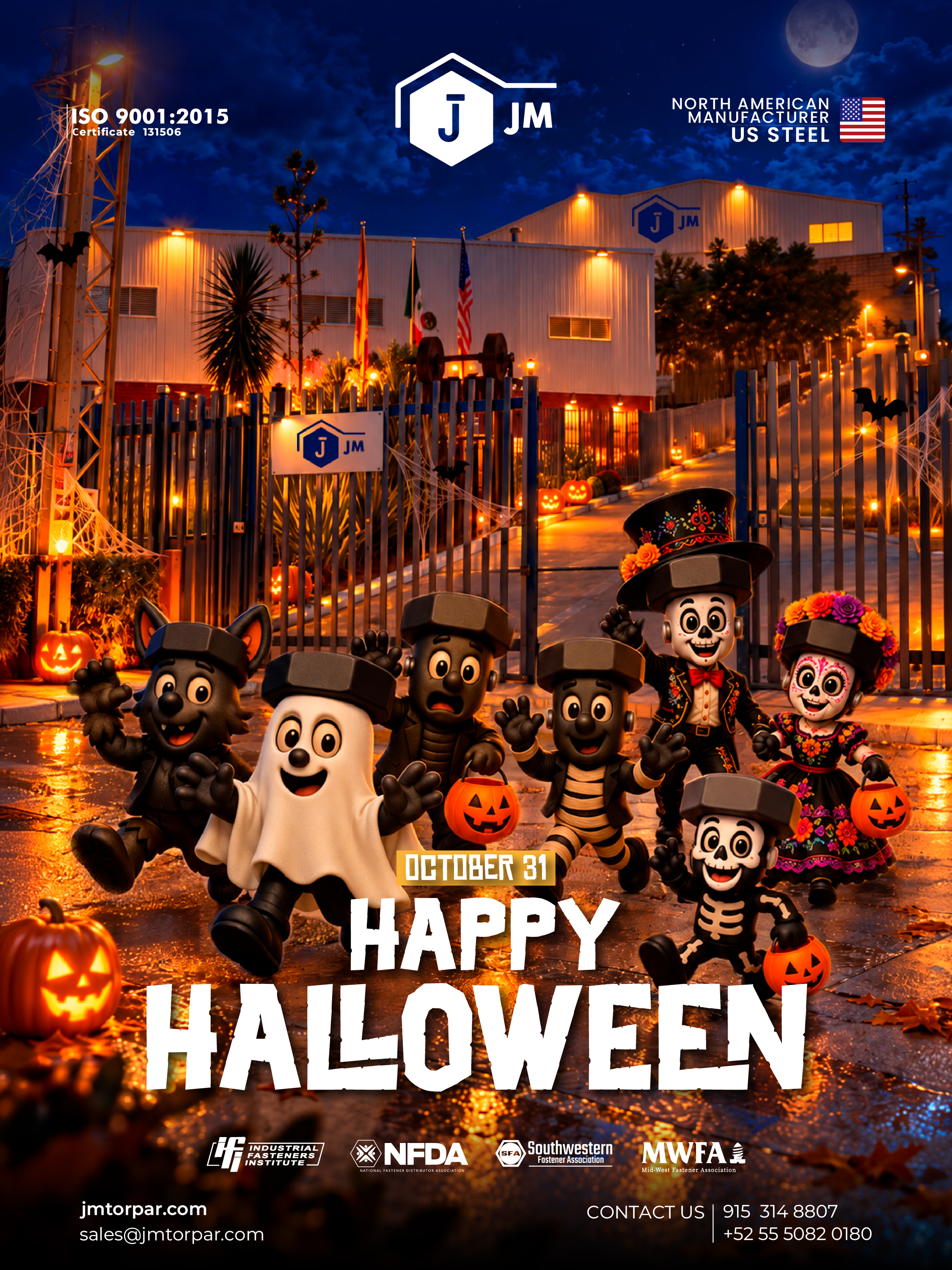 A little spooky, a lot of fun! 🎃👻
From all of us at JM TOR PAR, we wish you a Halloween filled with treats, smiles, and unforgettable moments!
Happy Halloween! 🦇🕸️
#JMTorPar #HappyHalloween #Halloween2026 #HotForging #IndustrialFasteners