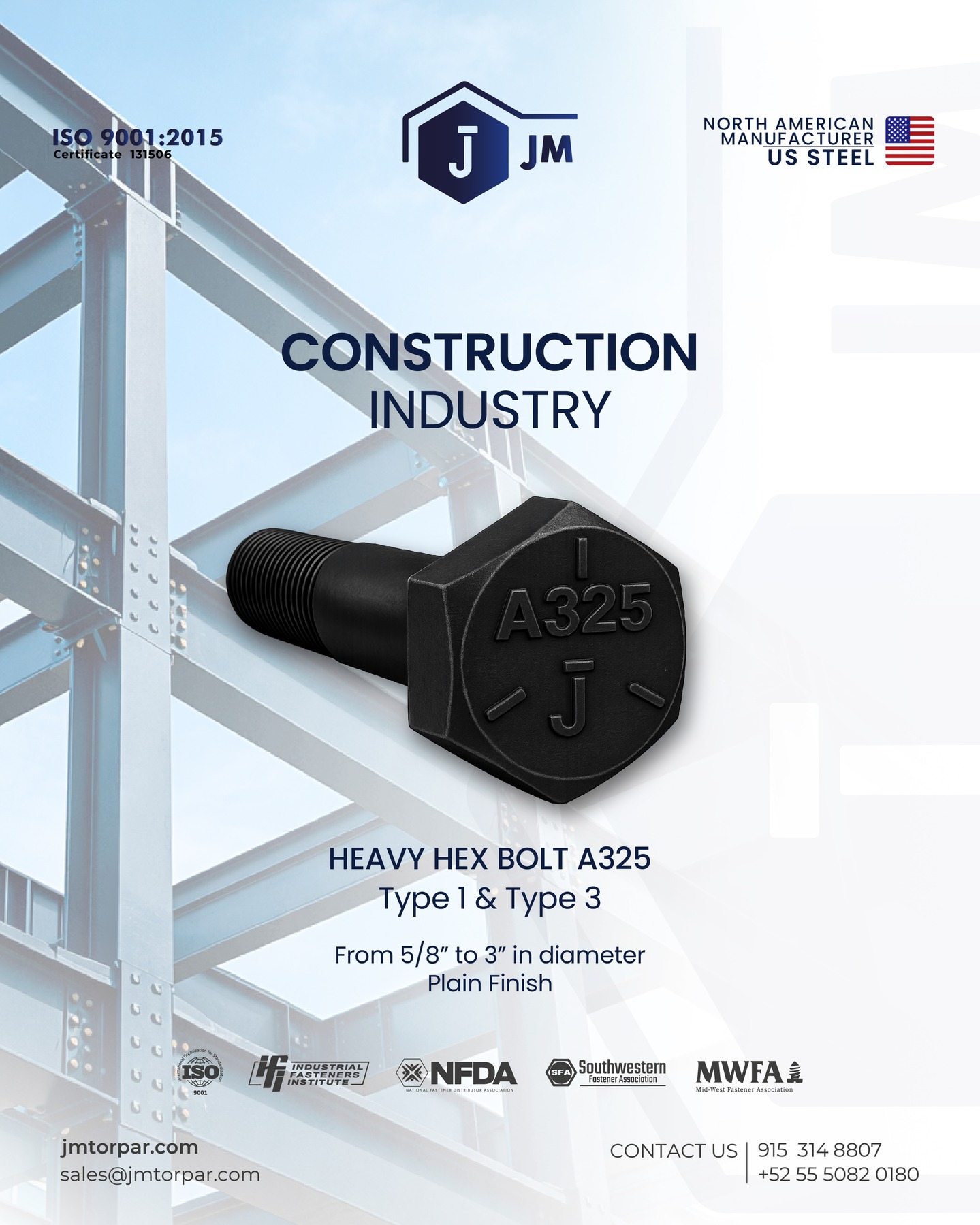 Strength that builds 🔩🏗️
Heavy Hex Bolt A325 for the construction industry.
Certified quality. Proven performance.

#ConstructionIndustry #StructuralSteel #A325 #HeavyHexBolt #IndustrialFasteners #SteelConnections #ISO9001 #QualityYouCanTrust #BuiltToPerform